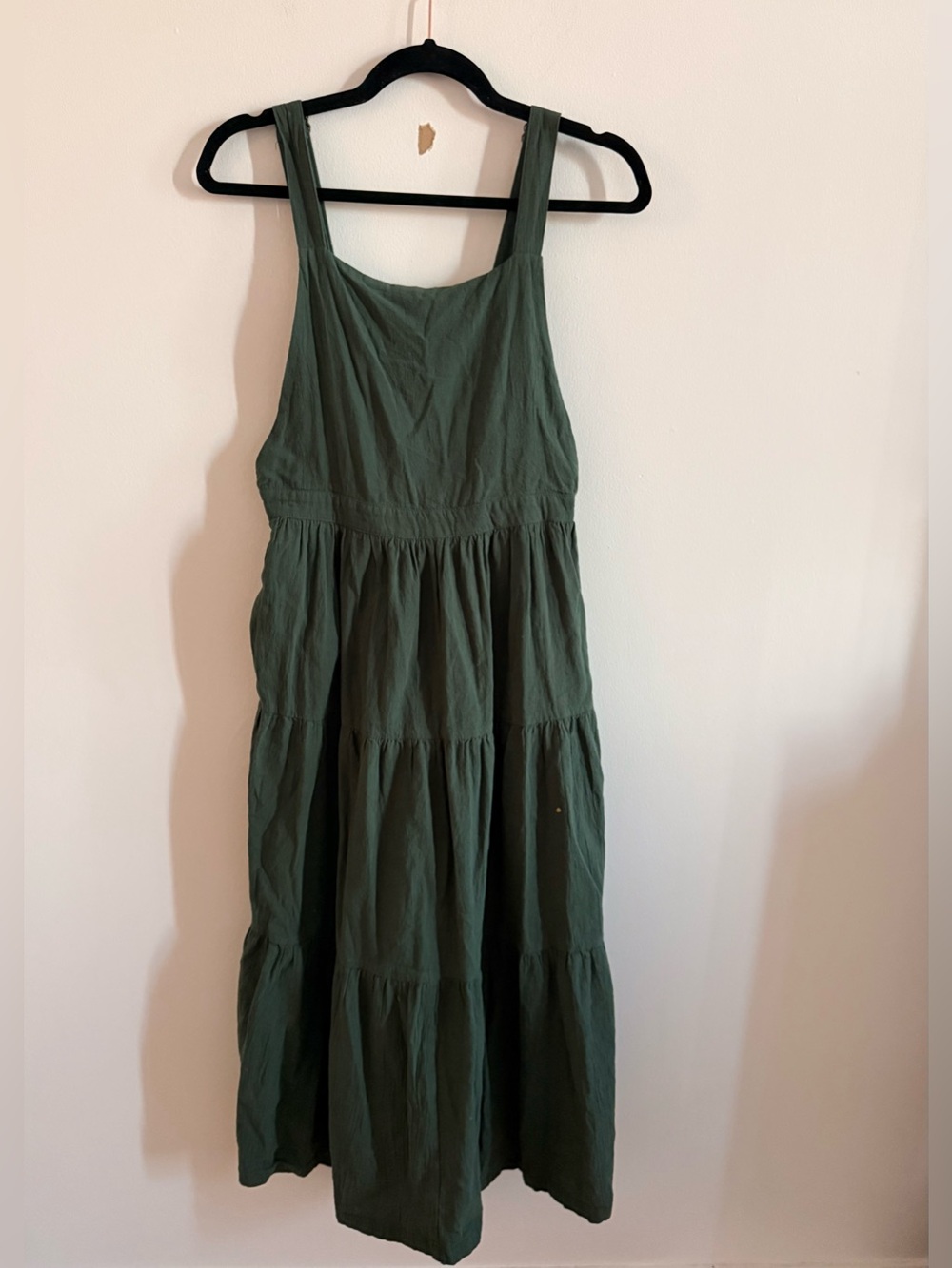 Forest Green Tiered Overall Dress